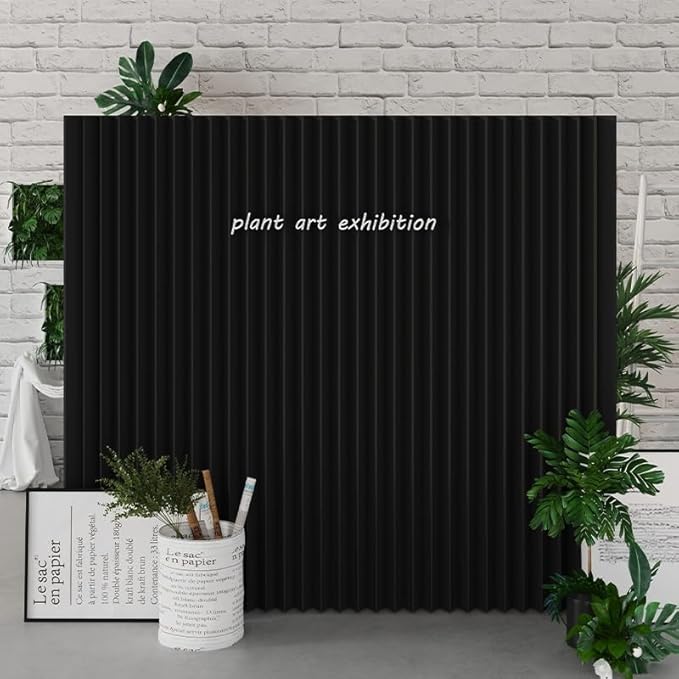 Paper Room Divider, Folding Black Privacy Screens, Decorative Enterprise Office Temporary Divider Wall,Indoor Folding Portable Partition Screen for Home Dorm Office Studio Exhibition Store