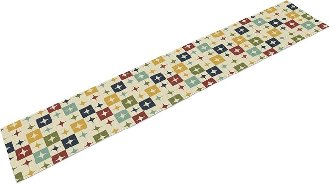 Mid Century Modern Table Runner Abstract Geometric Diamond Atomic Star Retro 1950S Dining Table Ruuner Home Kitchen Party Living Room Table Decoration 13x90in