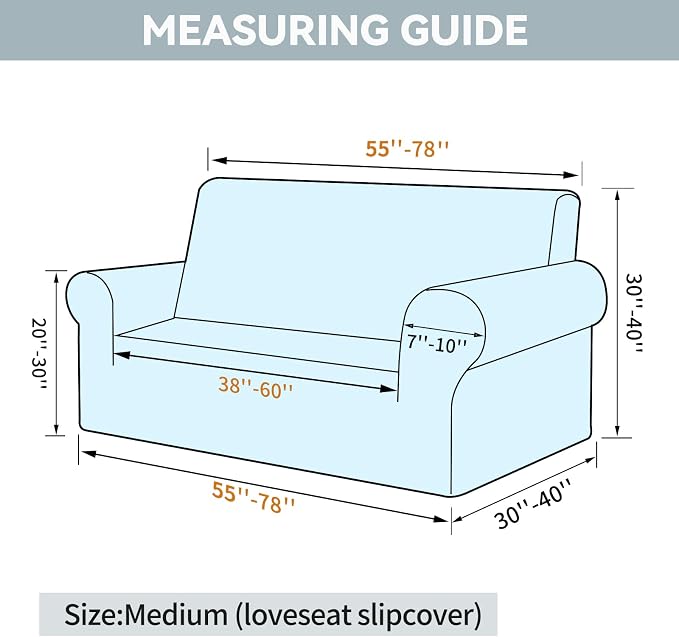 LURKA Stretch Loveseat Sofa Slipcovers 1 Piece Couch Covers for Sofa Furniture Protector Full Sofa Covers with Elastic Bottom for Kids and Dog (Champagne, Medium)