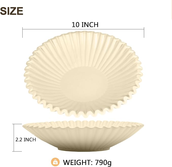 Beige Flat Decorative Bowl - 10" Key and Purse Resin Bowls for Entryway Table