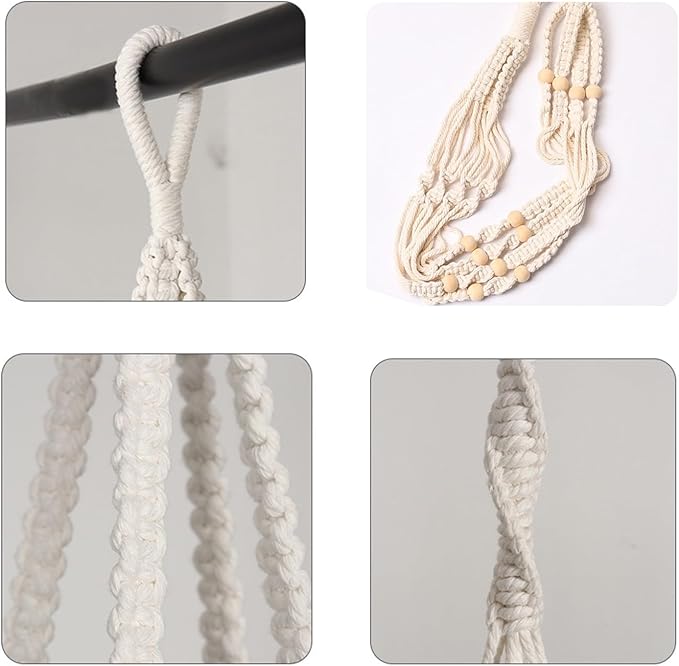 Hanging Planters with Macrame Plant Hangers for Indoor Outdoor Plants, 3 Set Hanging Baskets Flower Pots Holders 35''/27''/21'', Self-Watering Pots 7''/6''/5.5'', Boho Home Decor, Black