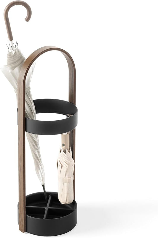 Umbra Bellwood Umbrella Stand, Black/Walnut