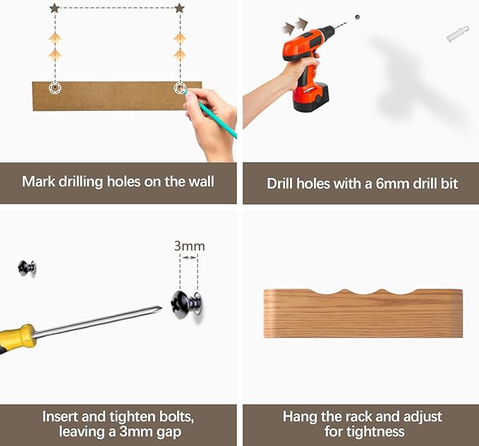 Coat Rack Wall Mount with Hidden Hooks, Wall Hooks with Shelf, Wall Key Holder Mount Wooden Shelf Entryway Hooks for Bedroom Bathroom for Hanging Coats Hats Bags Towels (Oak Wave-Shape, 8 Hooks)