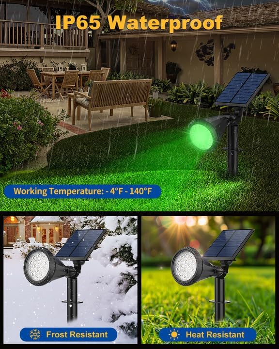 Solar Spot Lights Outdoor Color Changing, 7 Modes/14 LED Outdoor Solar Lights for Yard, Waterproof RGB Multicolor Solar Landscape Spotlights Auto On/Off for Flood, Yard, Tree, Pathway, 8 Pack