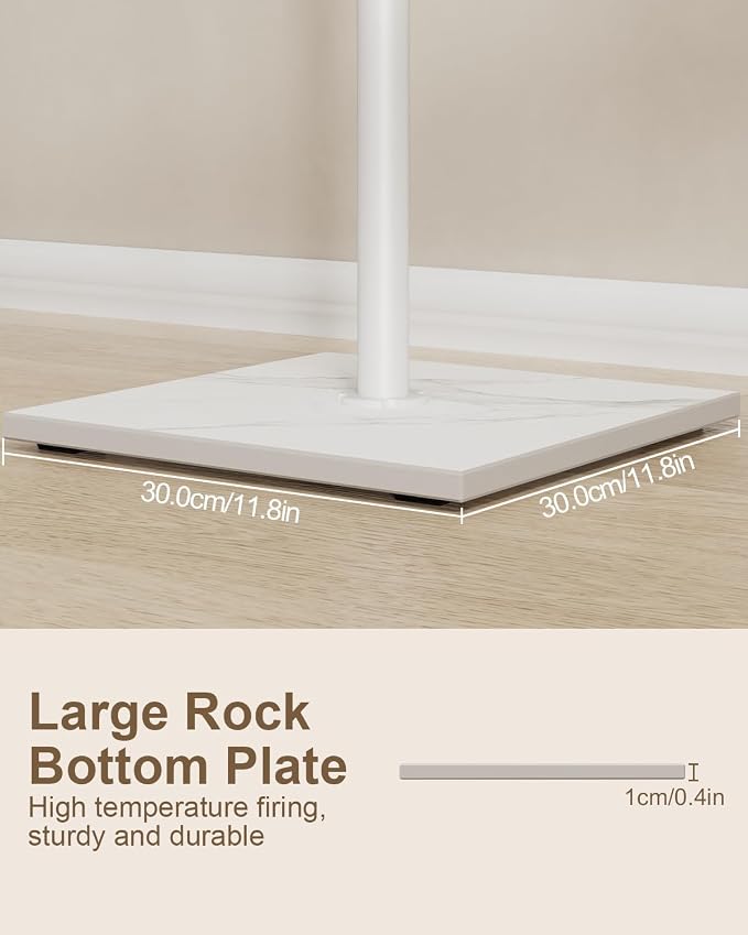 Coat Hanger Stand, Modern Garment Rack with Rock Slab Base, Heavy-duty Metal Clothes Tree for Boutiques, Hallway, Entryway, 68.9 Inches High, White, GYJ012W
