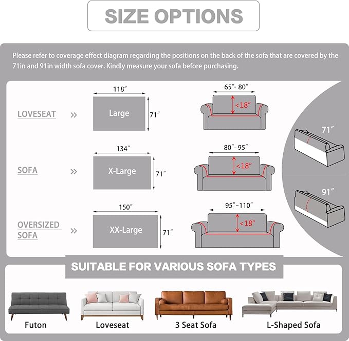 DREAMINGO Sofa Covers Washable Thick Chenille Couch Cover for 3 Cushion Couch Sofa Multi-Use Couch Cover Blanket Modern Pet Furniture Protector Sectional Couch Slipcover 71"x150", Light Grey
