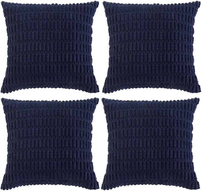 Fancy Homi 4 Packs Decorative Throw Pillow Covers for Living Room Couch Bed, Modern Farmhouse Boho Home Décor Accent Cushion Case, 26" x 26", Navy Blue