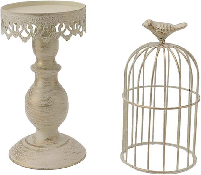 1 Pcs Birdcage Candle Holder, Vintage Bird Cage Decor, Decorative Wedding Candle Centerpieces for Bedroom Restaurant Tables Home (L)