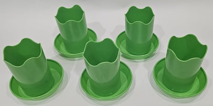 2 inch Wavy with Saucers 5 Pack Lime Green