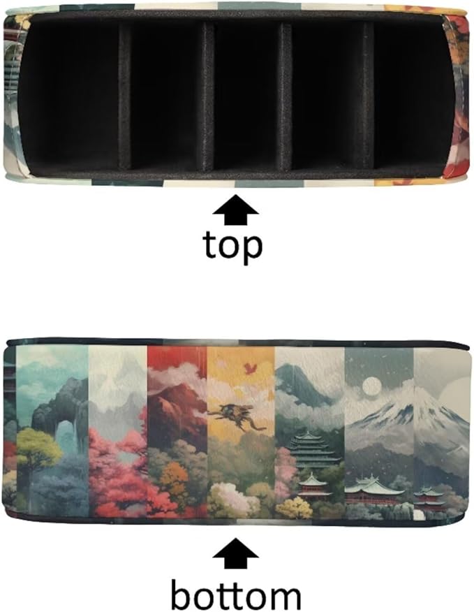 TV Remote Control Organizer PU Leather Desktop Storage for Eyeglasses/Controllers/Makeup Brushes/Remote Controls Organizer,Home Theater Accessory-Table Caddy