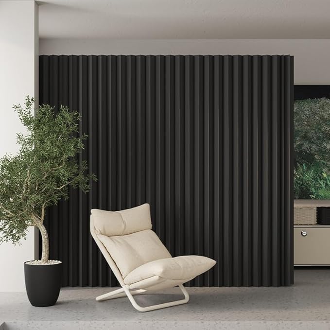 Paper Room Divider, Folding Black Privacy Screens, Decorative Enterprise Office Temporary Divider Wall,Indoor Folding Portable Partition Screen for Home Dorm Office Studio Exhibition Store