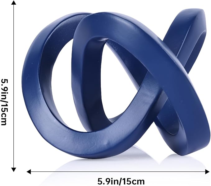 DOVDOV Blue Knot Decorative Sculpture, Blue Room Decor Aesthetics, Mobius Ring Statue for Bookshelf Living Room TV Cabinet Office Cabinet Coffee Table Above Decorative Accents
