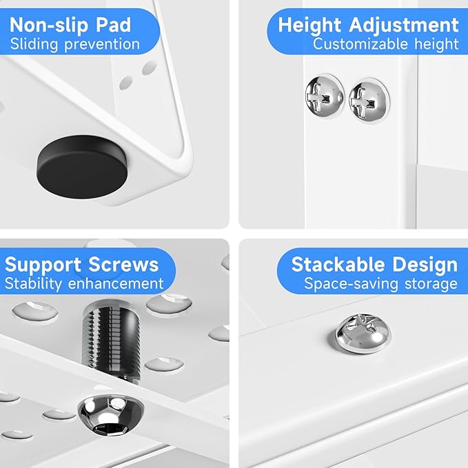 Expandable Kitchen Shelf Organizers, Kitchen Cabinet Organizer Stand Rack Organization for Countertop Cupborad Pantry Spice Rack, White 1 Pack