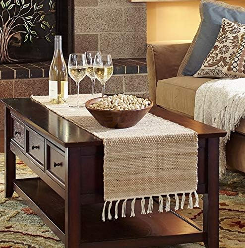 The Home Talk Table Runner 13'' x 72'' Eco-Friendly Hand-Made Vintage Jute Mats for Parties, Dining Table, Wedding, Boho Table Runner, Perfect for Decor - Natural Jute