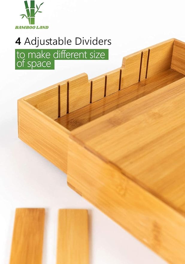 Bamboo Land- Bamboo K Cup Holder, 4 Adjustable Dividers, 36 K Cup Pod Storage, Coffee Pod Drawer, Coffee Pod Holder, Coffee Pod Organizer, Kcup Holder, K Cup Holders for Counter, Coffee Pods Holder