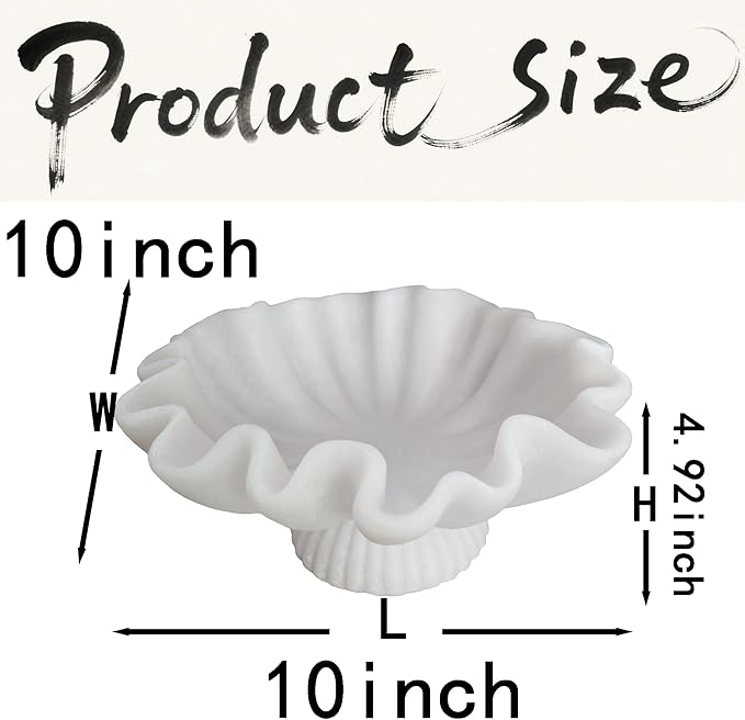 10" Large Decorative Bowl decor - milky white Scalloped Decorative Bowls for Home Decor - Organic Fluted Modern Home Decor,Ruffle Decor key bowl,bowl for keys