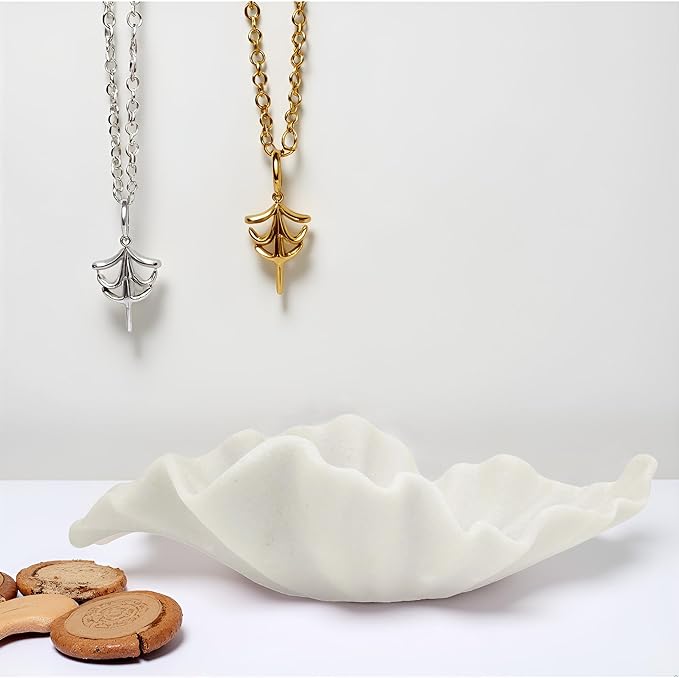 Off White Large Decorative Bowl - 16” Fruit/Key/Purse Bowl for Home Decor - Coffee Table & Entryway Table Decor - Scalloped Ruffle Bowls - Unique Centerpiece Bowls(Big)