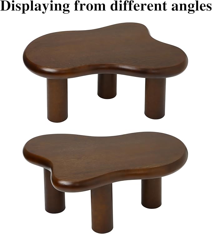 34"(L) Cloud Coffee Table, Modern Wood Coffee Table for Living Room, Accent Center Tables with 3 Legs, Small Tea Tables for Balcony, Patio, Bedroom, Walnut