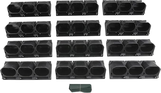 Wall-Mounted Flower Pot Holder for Indoor Outdoor Use on Balcony, Patio, Garden (36-Slot Black)