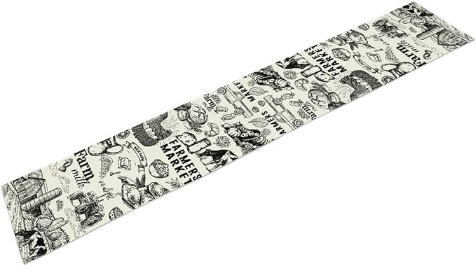 Vintage Tractor Milk Farm Table Runner Retro Western Country Farmhouse Animal Food Chicken Pumpkin Cow House Fall Kitchen Dining Table Decoration for Living Room Holiday Outdoor Home Party 13x60in
