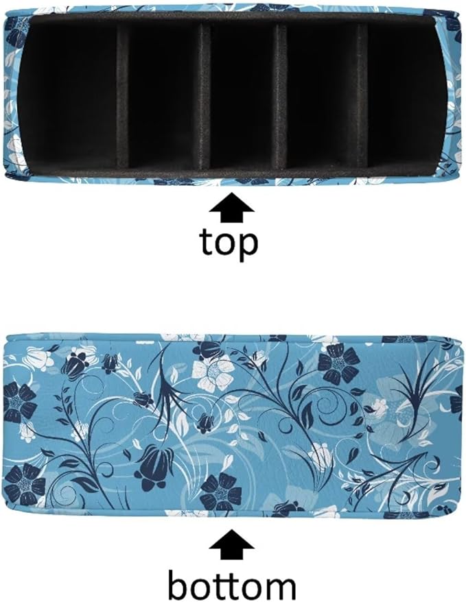 TV Remote Holder with 5 Compartments, Floral Print Office Desk Organizers - Vanity Organizers/Nightstand Accessory,Storage for Jewelry/Cosmetic Brushs/Pens