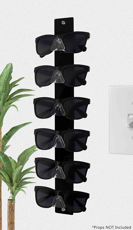 Marketing Holders 6 Pair Eyewear Holder Black and Clear Acrylic With Hardware Hanging Gift Shops Bookstores Shopping Centers Sporting Goods Retail Stores and Optical Outlets Organizer
