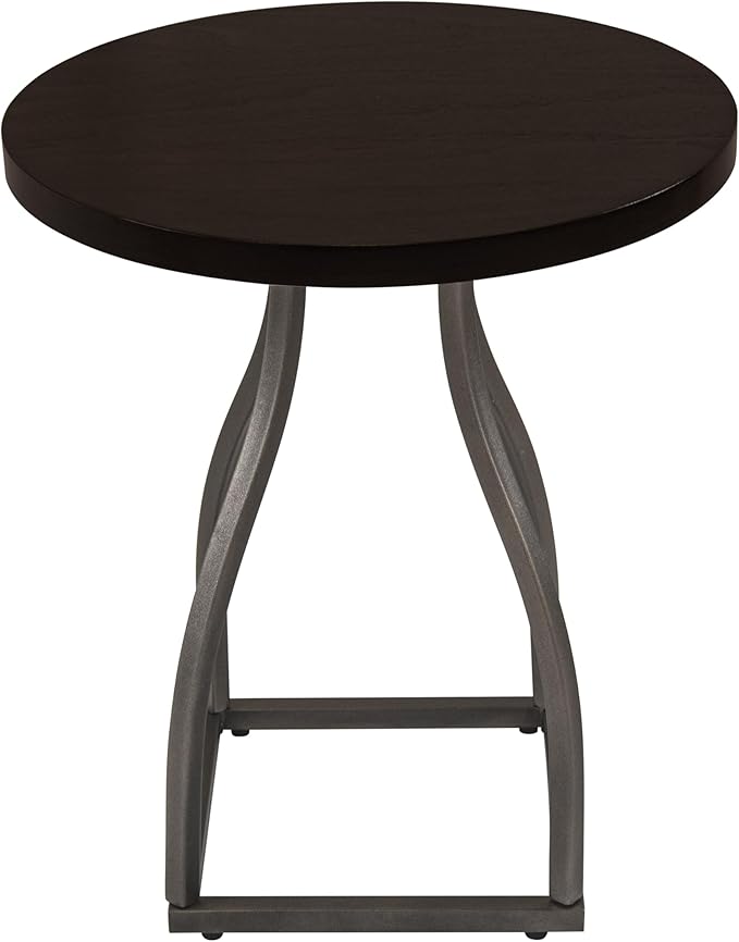 Round Side Table with Metal Pedestal Base (Umber Brown)