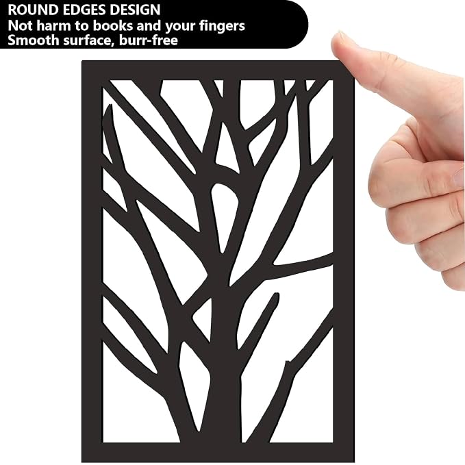 CRASPIRE 1 Pair Metal Bookends 5.3x4.3x7.8 Tree Black Heavy Duty Study Non-Skid Tall Book Holder Stand Creative Decorative Stopper Support Organizer Magazine for Shelf Desk Birthday