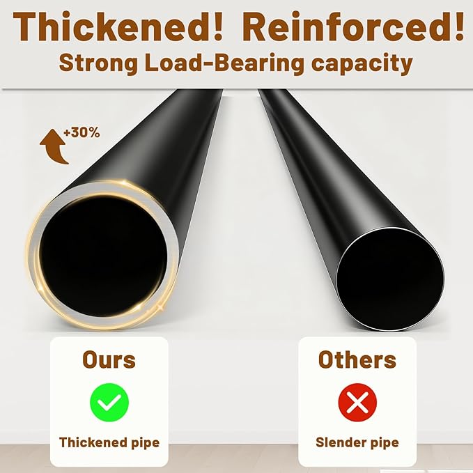 AJAZZ Privacy Curtains for Room Divider with Blackout & Soundproof (2 Panels, White, W100 x L96 in)+ No Drill Curtain Rod(H) 43-120×(W) 35-200 in, Wall Divider for Bedroom/Studio/Office Curtain