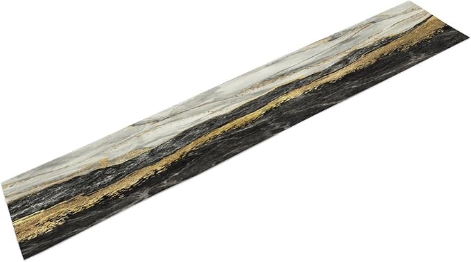 Marble Table Runner,Black Golden Marble Texture Pattern Table Runner for Coffee Table Dining Room Table Bedroom Party Holiday Decor 13x108inch