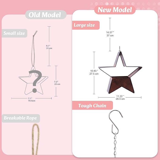 Metal Plant Hangers Indoor and Outdoor: Birthday Gifts for Mom Women Her Wife Garden Lovers - Star Shape Hanging Planters for Window Wall Living Room Office Decor(Rustic)