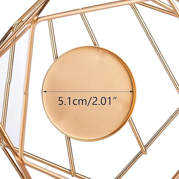 Hewory Geometric Tealight Candle Holders Gold, Modern Metal Geo Wedding Centerpieces for Table, Votive Candle Stand Accent for Tea Light for Home Shelf Mantel Christmas Birthday Party Decor, 6pcs