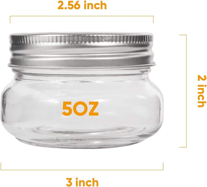Accguan Mini Mason Jars,glass jar 4OZ With Lids（Silver,Ideal for Jam,Honey,Wedding Favors,Shower Favors,40 PACK