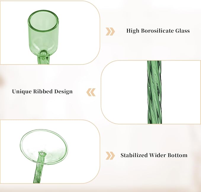 Glasseam Green Glass Candlestick Holder: Tall Candle Stick Holder Set of 4 Candlestick Holders for Taper Candles Modern Decorative Candle Holders for Table Centerpiece Wedding Christmas Home Decor