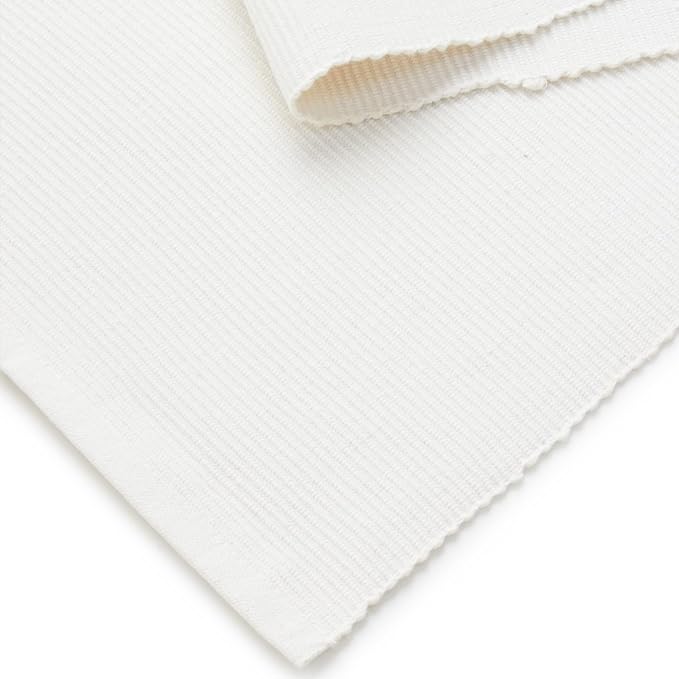 Encasa XO Dining Table Runner 13"x59" | Yarn Dyed Fine Ribbed Cotton | Solid Off White | Machine Washable