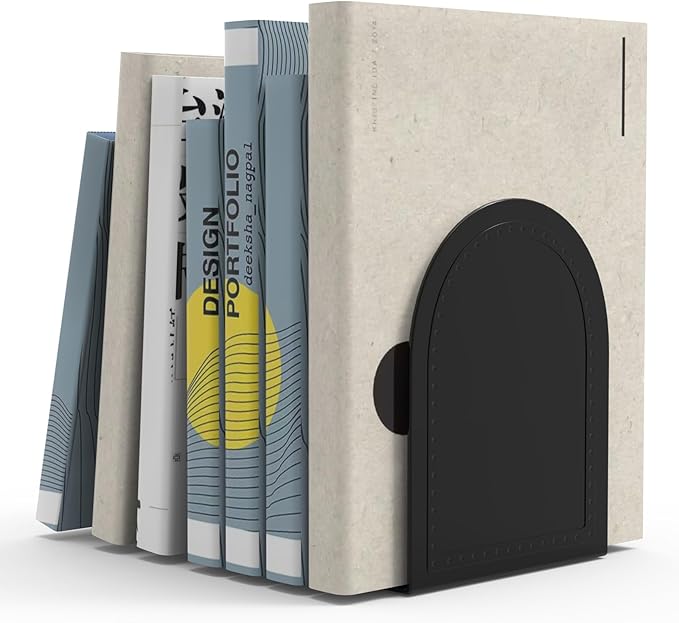 10 Pair Bookends Metal Book Ends Universal Economy Bookends (Black, 10 Pair)