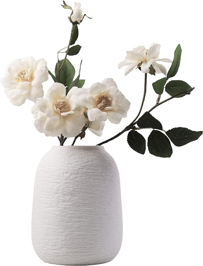Ceramic Vases, White Vases, Minimalist Vases, Home Decor Vases, Fits Everywhere, Also Gifts for Christmas, Independence Day and Other Holidays, 5.9 Inch. (White)