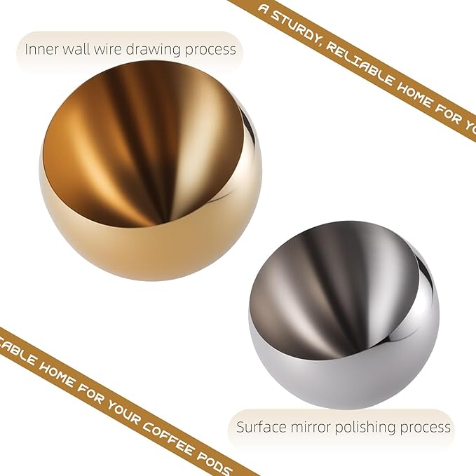 Coffee Pod Holder, Large Capacity Stainless Steel Storage Rack for Coffee & Espresso Pods - Countertop Coffee Bar Accessories (Gold Without Base, Large)