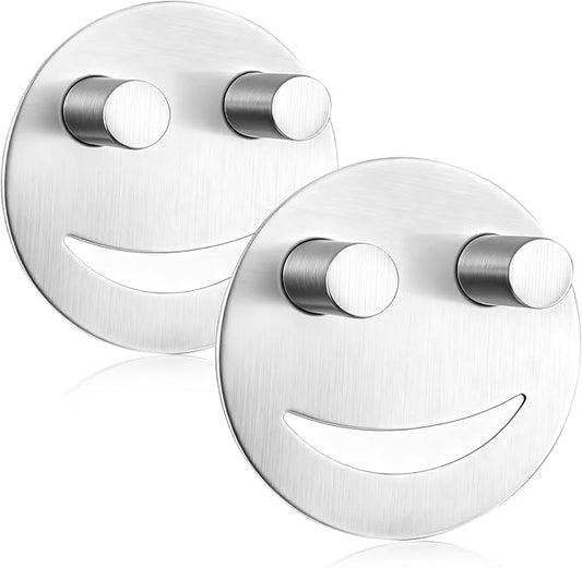 Stainless Steel Smiley Face Sponge Holders for Kitchen Sink, Rustproof Sink Sponge Holders Caddys Organizer with Suction Cup, Removable Sink Caddy for Kitchen 2Pcs