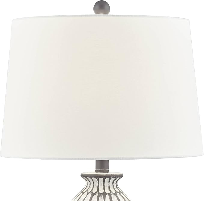 360 Lighting Carlton Modern Coastal Table Lamps 28 1/4" Tall Set of 2 Gray Wash Off White Fabric Tapered Drum Shade for Cottage Core Living Room Bedroom House Bedside Nightstand Home Office Family