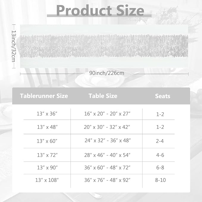 Metallic Style Table Runner, Cotton and Linen Silver Table Runners 90 inches Long,Pre-Pressed Metal Striping Process, Birthday Wedding Decorations for Home Living Room Decor(Silver, 13"x90")