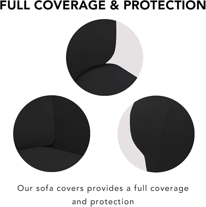 PureFit Super Stretch Chair Sofa Slipcover – Spandex Non Slip Soft Couch Sofa Cover, Washable Furniture Protector with Non Skid Foam and Elastic Bottom for Kids, Pets （Chair, Black）