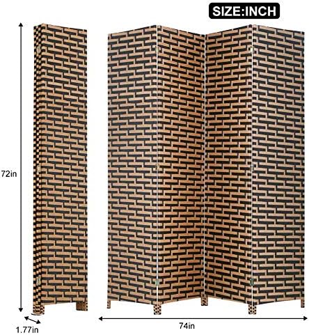 Room Dividers and Folding Privacy Screens 4 Panel 6 ft Foldable Portable Room Seperating Divider, Handwork Wood Mesh Woven Design Room Divider Wall, Room Partitions and Dividers Freestanding, Stack