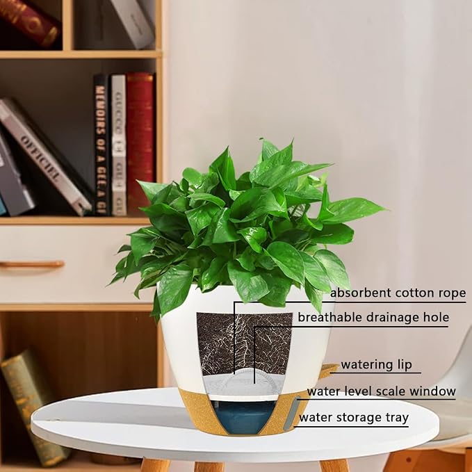 2 Pack Hanging Planters, 10 Inch Self Watering Hanging Pots for Indoor Outdoor Plants,Hanging Basket Plant Hanger Flower Pots with Drainage Holes and Visual Reservoir
