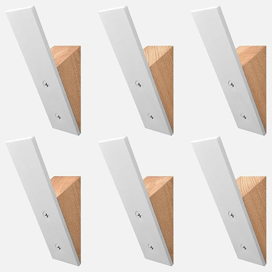 Homeforia Beech Wood Coat Hooks, High End Beech Wood & White Metal Wall Mounted Clothing Hooks, Mid-Century Modern Coat Hooks, Heavy Duty Wooden Hooks for Hanging Coats, Hats, Towels & More, Set of 6