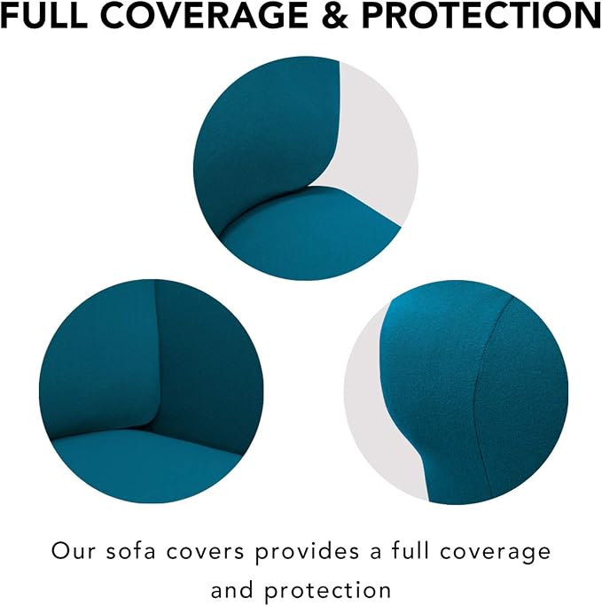 PureFit Super Stretch 4 Seater Sofa Slipcover – Spandex Non Slip Soft Couch Sofa Cover, Washable Furniture Protector with Non Skid Foam and Elastic Bottom for Kids, Pets （XX Large, Peacock Blue）