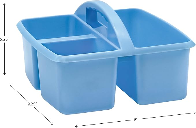 Teacher Created Resources Soft Colors Portable Plastic Storage Caddy 6-Pack for Classrooms, Kids Room, and Office Organization, 3 Compartments