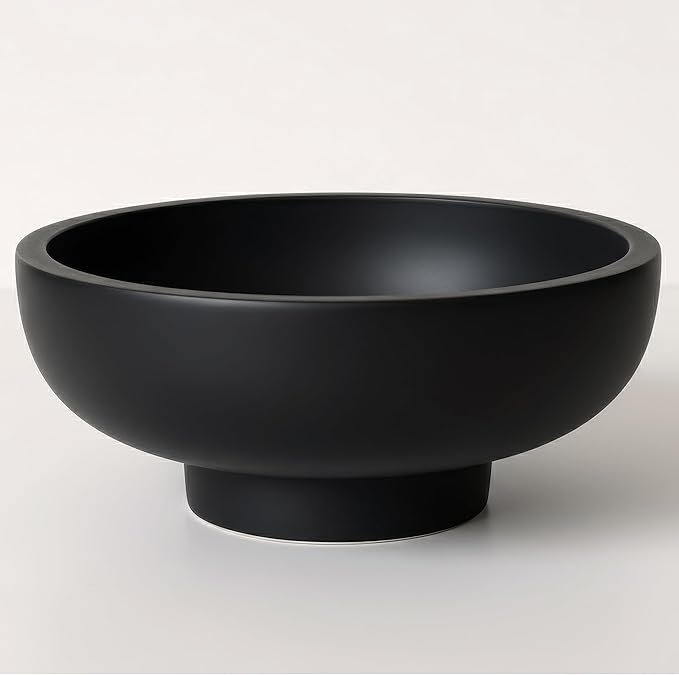 Handmade Concrete Decorative Bowl (Black) – Modern Minimalist Centerpiece for Coffee Table, Kitchen Counter & Entryway – Large 10” Artisan Fruit Bowl, Unique Home Decor Accent