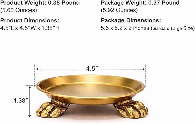Round Clawfoot Dish, Vintage Gold Pedestal Candle Holder and Jewelry Tray for Rings, Perfume, Vanity and Home Decor