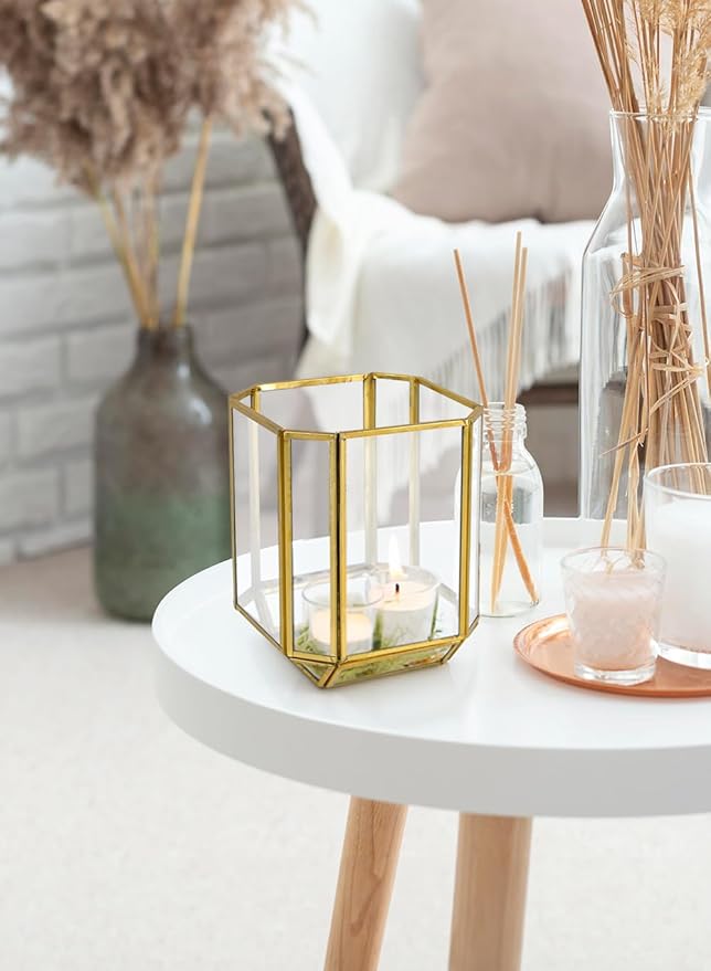 Serene Spaces Living 6" Aurea Votive Holder, Gold Metal & Glass Candle Holder - Elegant Decorative Centerpiece for Home, Weddings, Holidays, Special Occasions, Vase, Catchall, Organizer, Pack of 8